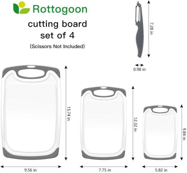 Cutting Boards for Kitchen, Plastic Chopping Board Set of 4 ... - Image 4