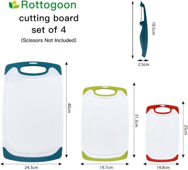 Cutting Boards for Kitchen, Plastic Chopping Board Set of 4 ... - Image 2