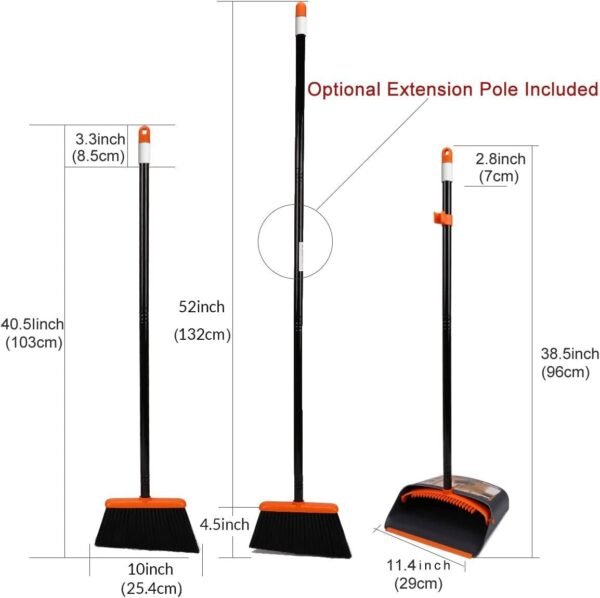 TreeLen Broom and Dustpan Set with 52" Long Handle for Home ... - Image 2