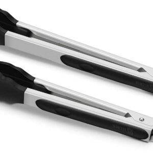 2 Pack Black Kitchen Tongs, Premium Silicone BPA Free Non-St...