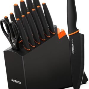 Knife Set, Astercook 15 Pcs Dishwasher Safe Kitchen Knife Se...