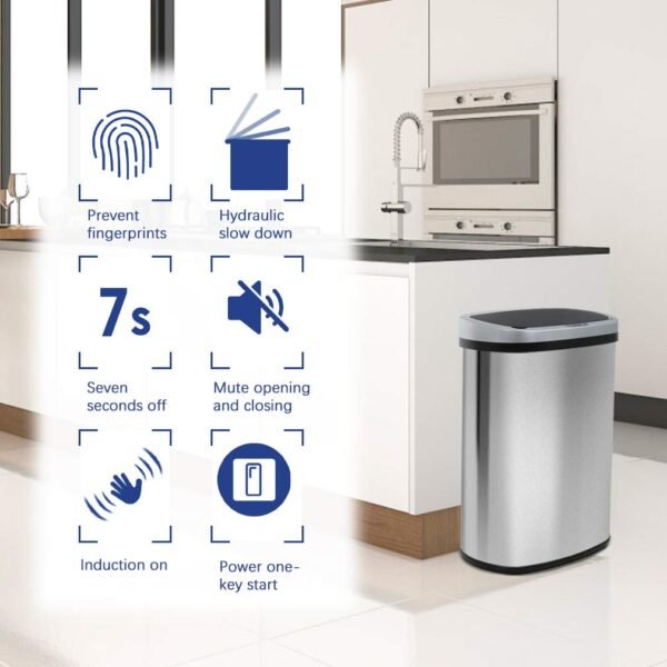 Kitchen Trash Can with Lid, 13 Gallon Automatic Garbage Can ... - Image 3