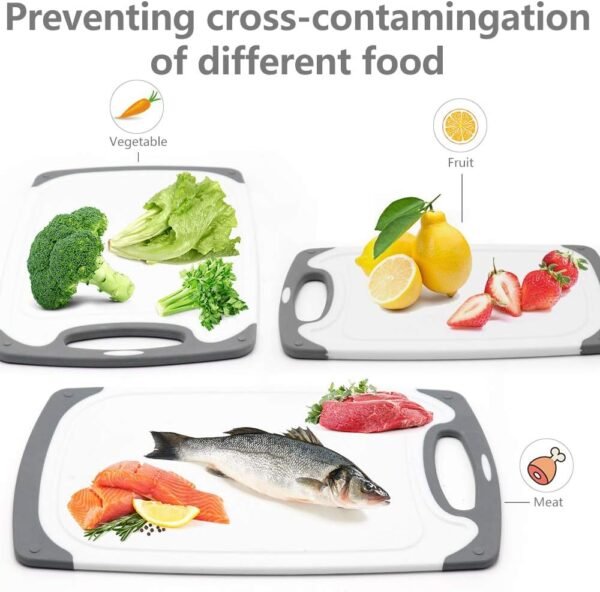 Cutting Boards for Kitchen, Plastic Chopping Board Set of 4 ... - Image 3