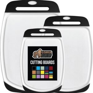 GORILLA GRIP BPA-Free Reversible Kitchen Cutting Board Set o...
