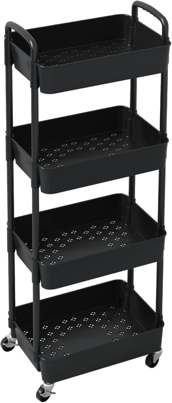 Sywhitta 4-Tier Plastic Rolling Utility Cart with Handle, Mu... - Image 4
