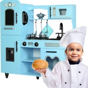 TaoHFE Toy Kitchen, Blue Kids Kitchen Playset for Kids Ages ...