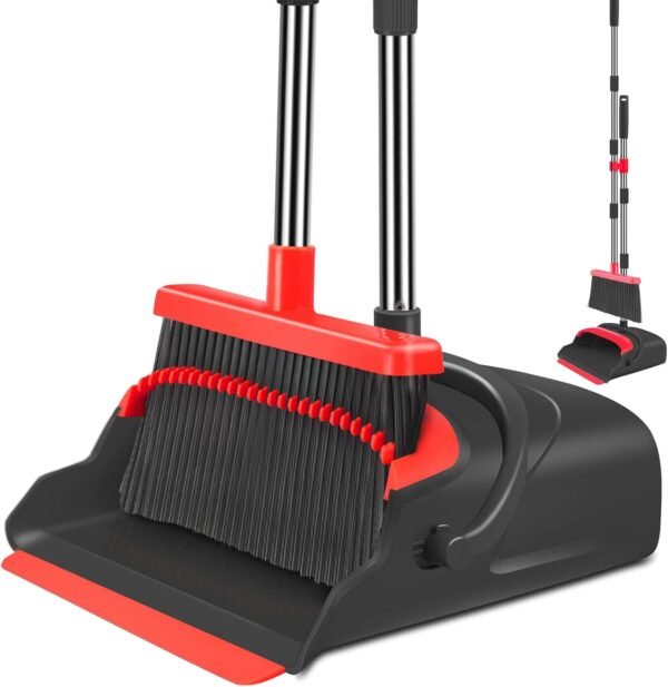kelamayi Upgrade Broom and Dustpan Set, Broom with Dustpan C...