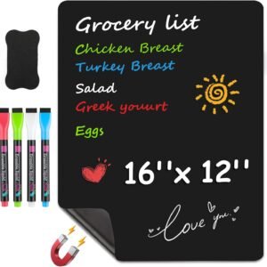 MaxGear Magnetic Black Dry Erase Board Sheet for Refrigerato...