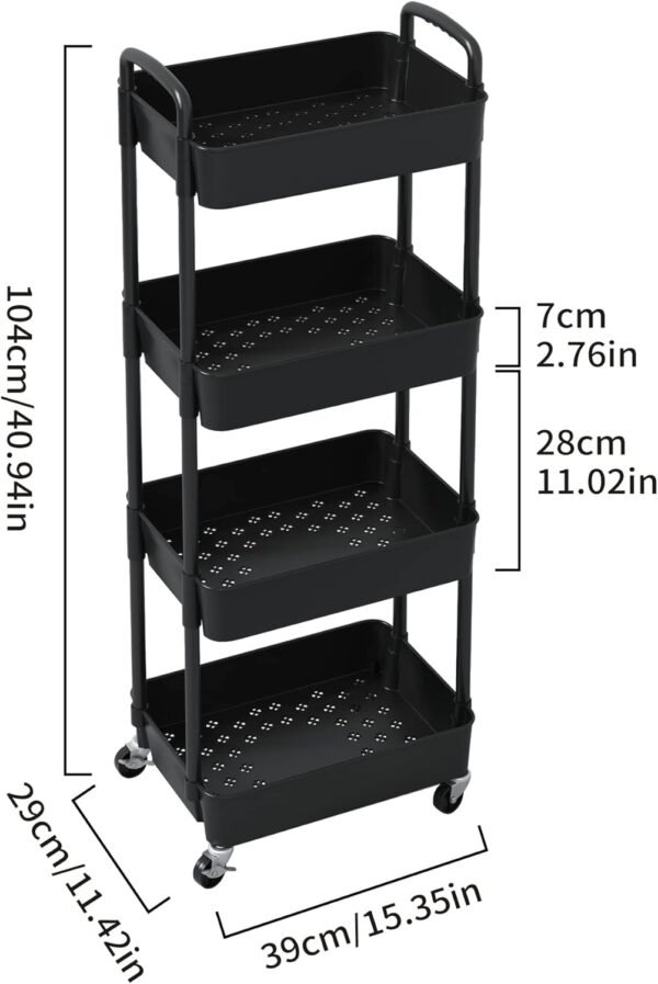 Sywhitta 4-Tier Plastic Rolling Utility Cart with Handle, Mu... - Image 2
