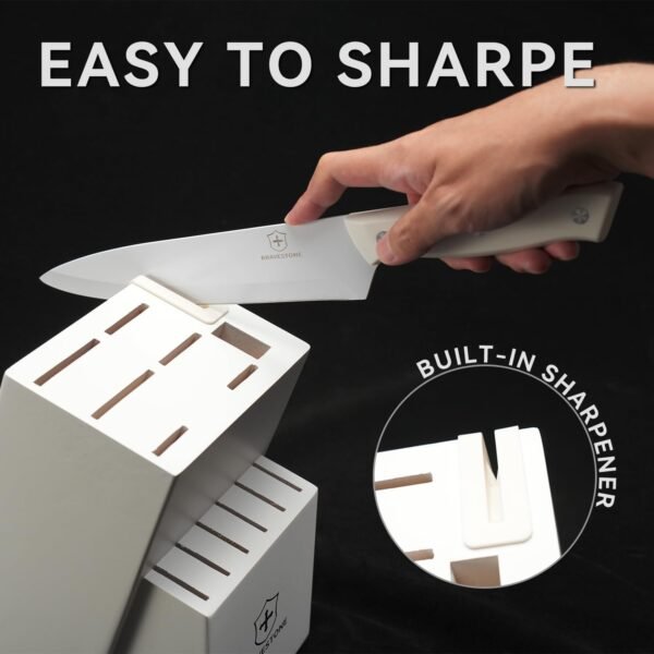 BRAVESTONE Knife Set, 15 Piece Kitchen Knife Set with Block ... - Image 4