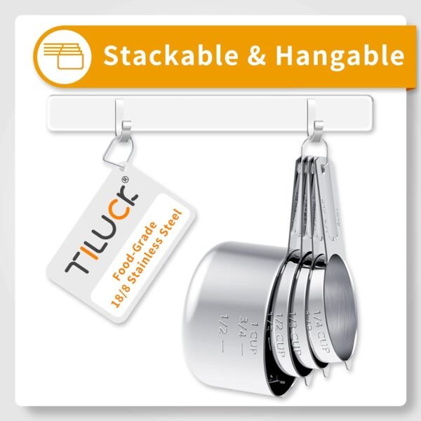 TILUCK Stainless Steel Measuring Cups & Spoons Set, Cups and... - Image 3