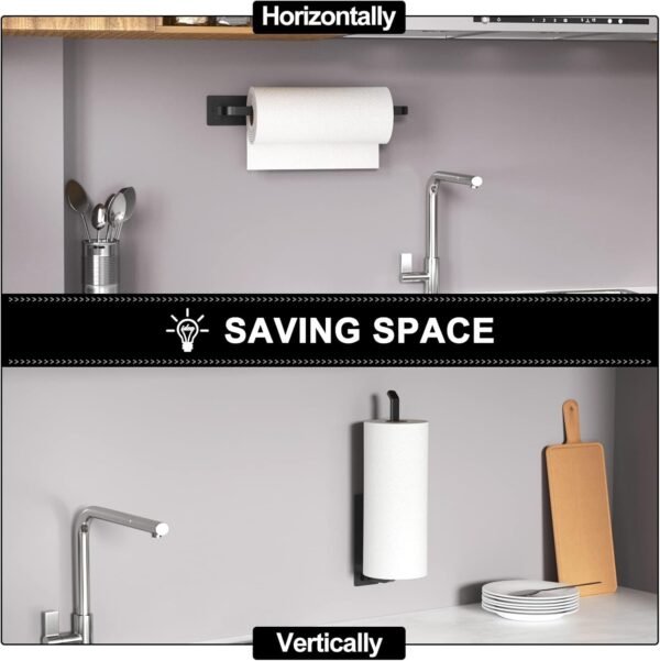 Paper Towel Holder - Self-Adhesive or Drilling, Matte Black,... - Image 3