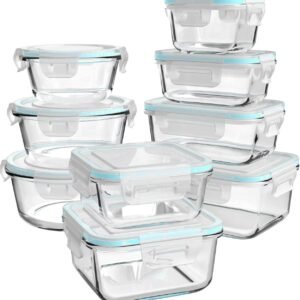 Glass Food Storage Containers with Lids, [18 Piece] Glass Me...
