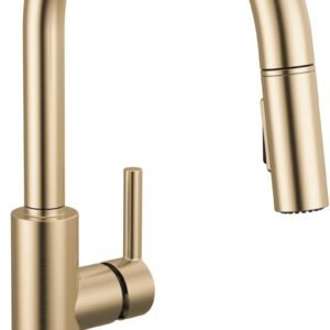 Delta Nicoli Brushed Gold Kitchen Faucet with Pull Down Spra...