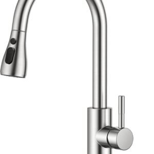FORIOUS Kitchen Faucets with Pull Down Sprayer, Brushed Nick...