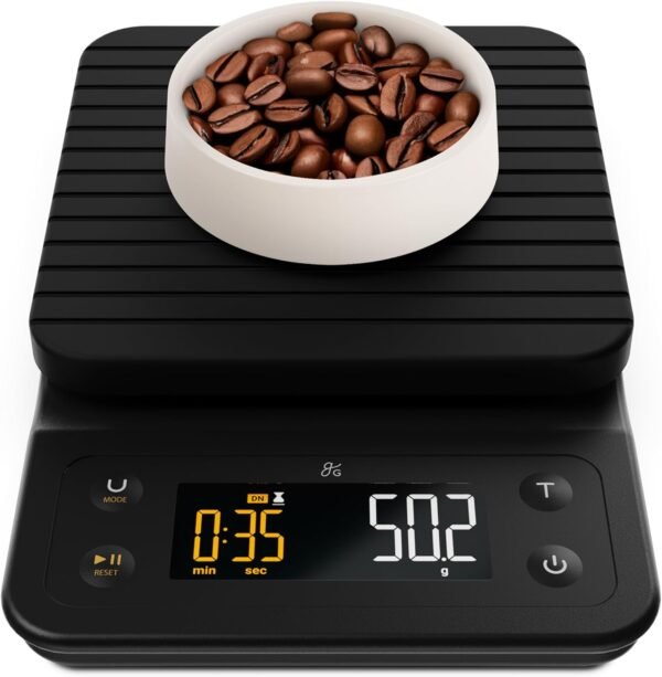Greater Goods 0.1g Precision Coffee Scale with Timer – 3kg D...