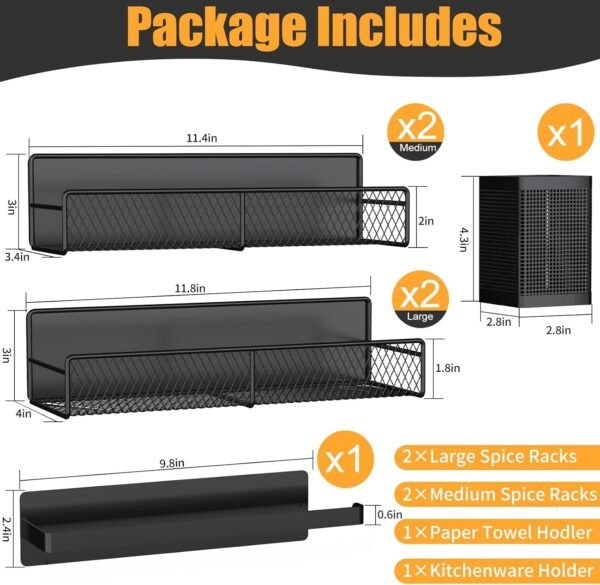 Magnetic Spice Rack for Refrigerator, 6 Pack 100% Metal Stro... - Image 2