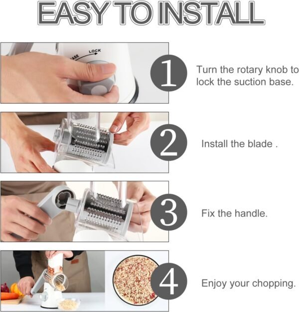 Ourokhome Rotary Cheese Grater Hand Crank, Kitchen Shredder ... - Image 6