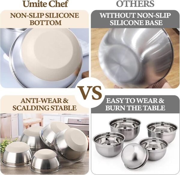 Umite Chef Mixing Bowls with Airtight Lids Set, 8PCS Stainle... - Image 4