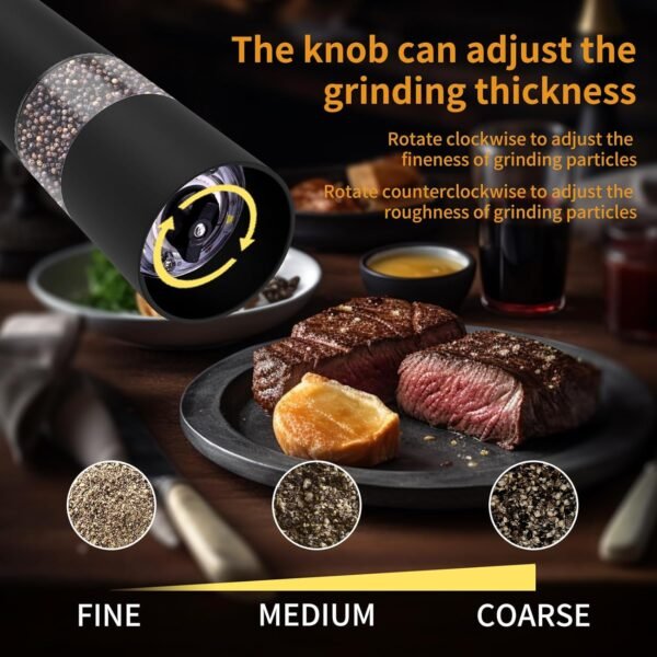 Electric Salt and Pepper Grinder Set - Adjustable Coarseness... - Image 2