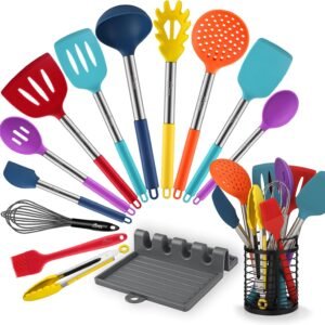 HOTEC 446°F Heat Resistant Silicone Kitchen Utensils, Cookin...