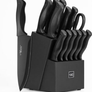 Knife Set, HUNTER.DUAL 15 Pcs Kitchen Knife Set with Block S...