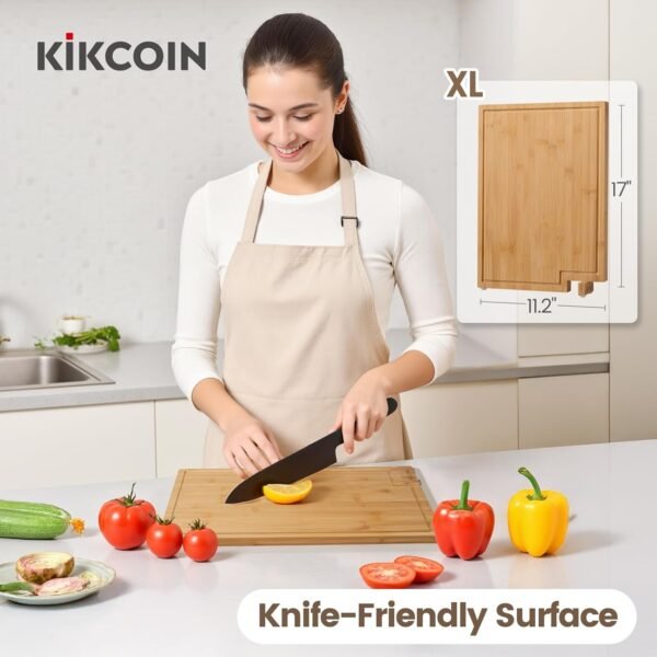 Kikcoin Bamboo Cutting Boards for Kitchen, Extra Large Wood ... - Image 5