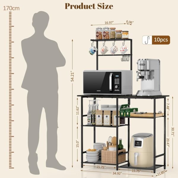 Baker's Rack for Kitchen with Storage, Microwave Stand with ... - Image 2