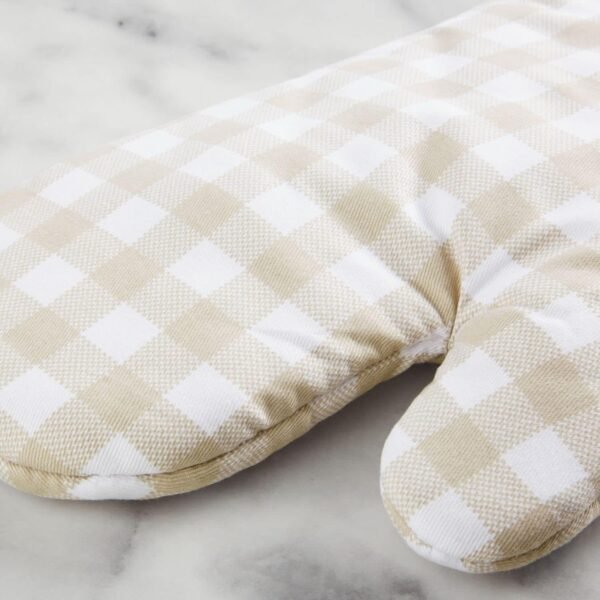 KitchenAid Gingham Oven Mitt 2-Pack Set, Milkshake, 7"x13" - Image 4