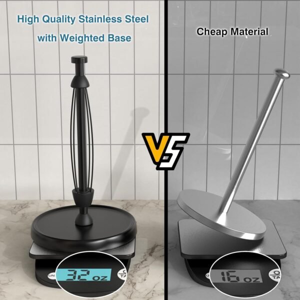 Paper Towel Holder Countertop, One-Handed Tear, Stainless St... - Image 5