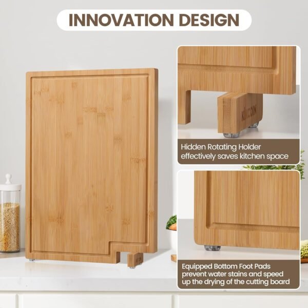 Kikcoin Bamboo Cutting Boards for Kitchen, Extra Large Wood ... - Image 2
