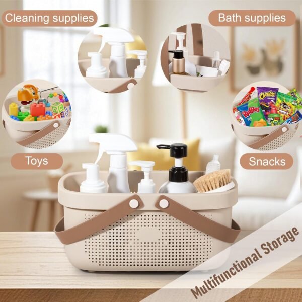 JiatuA Plastic Storage Basket with Handle Portable Shower Ca... - Image 4