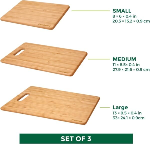 Bamboo Cutting Boards for Kitchen [Set of 3] Wood Cutting Bo... - Image 4