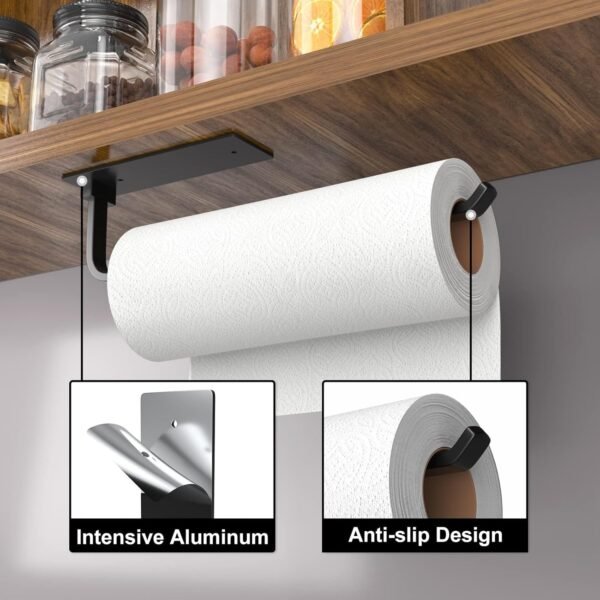 Paper Towel Holder - Self-Adhesive or Drilling, Matte Black,... - Image 2