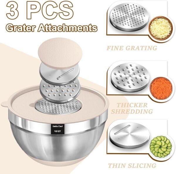 Umite Chef Mixing Bowls with Airtight Lids Set, 8PCS Stainle... - Image 3