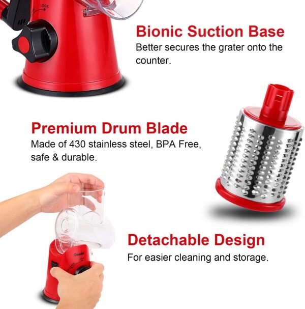 Geedel Rotary Cheese Grater, Kitchen Mandoline Vegetable Sli... - Image 6
