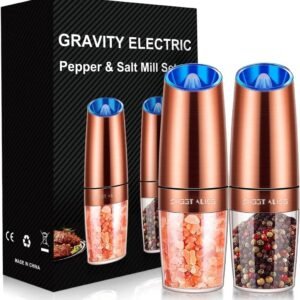 Gravity Electric Pepper and Salt Grinder Set, Adjustable Coa...