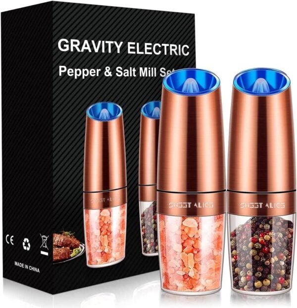 Gravity Electric Pepper and Salt Grinder Set, Adjustable Coa...