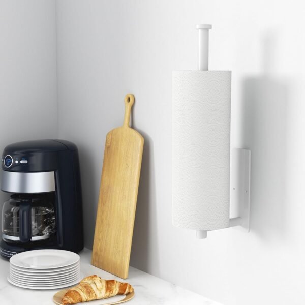 Paper Towel Holder - Self-Adhesive or Drilling, White, Wall ... - Image 2