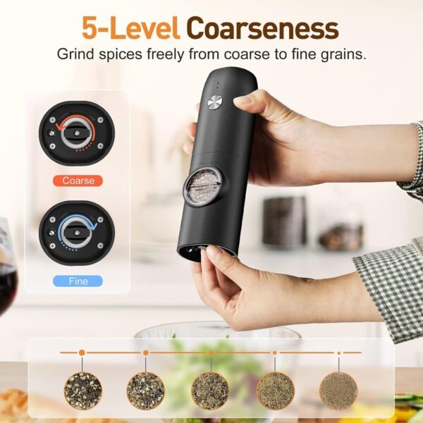 Electric Salt and Pepper Grinder Set, Rechargeable Automatic... - Image 4