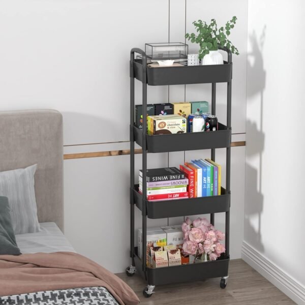 Sywhitta 4-Tier Plastic Rolling Utility Cart with Handle, Mu... - Image 7