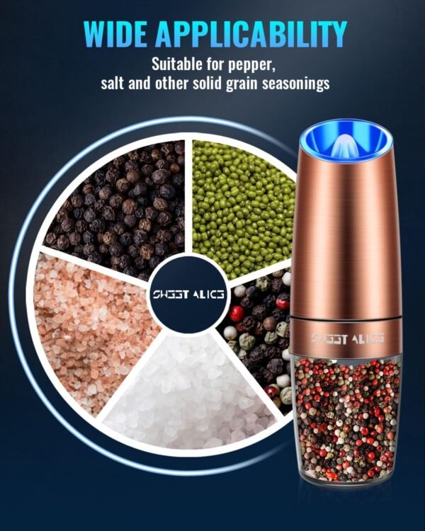 Gravity Electric Pepper and Salt Grinder Set, Adjustable Coa... - Image 5