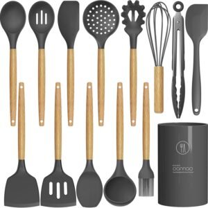 Silicone Cooking Utensils Kitchen Utensil Set - 446°F Heat R...