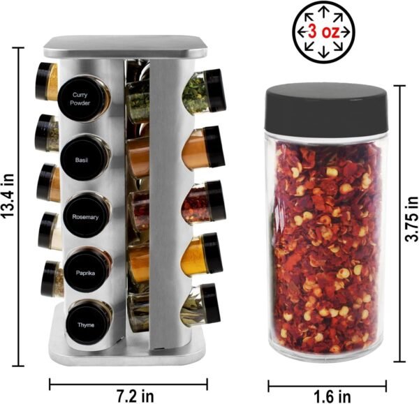 Orii 20 Jar Spice Rack with Spices Included - Revolving Towe... - Image 2