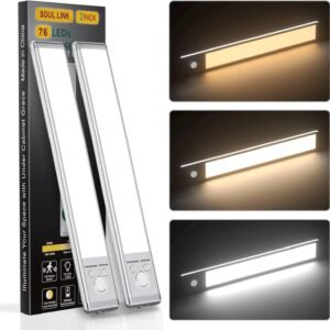 Under Cabinet Lights,76 LED Operated Motion Sensor Light Ind...