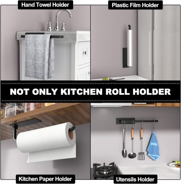 Paper Towel Holder - Self-Adhesive or Drilling, Matte Black,... - Image 4