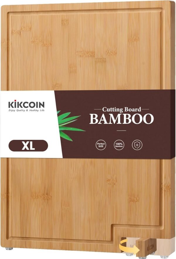 Kikcoin Bamboo Cutting Boards for Kitchen, Extra Large Wood ...