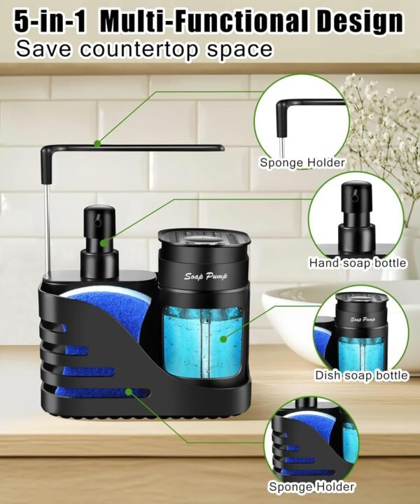 Kitchen Soap Dispenser Set, 4-in-1 Dual Hand and Dish Soap D... - Image 5