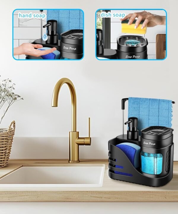Kitchen Soap Dispenser Set, 4-in-1 Dual Hand and Dish Soap D... - Image 2