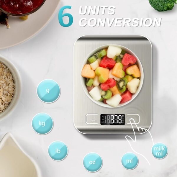 Food Scale, 11lb Kitchen Scale with 6 Units Tare Function & ... - Image 2